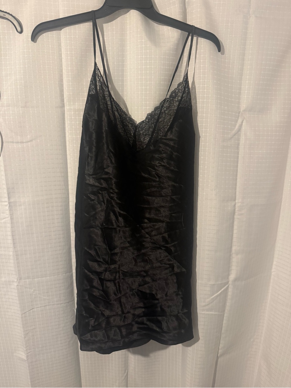 Dreamgirl Black Lace-Trim Satin Slip